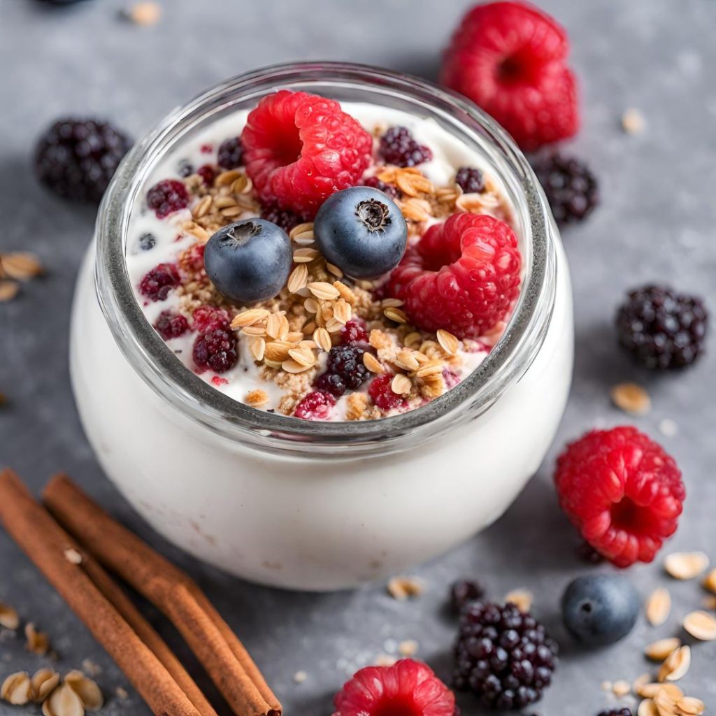 Yogur con Frutos Rojos, Semillas, Nueces y Canela